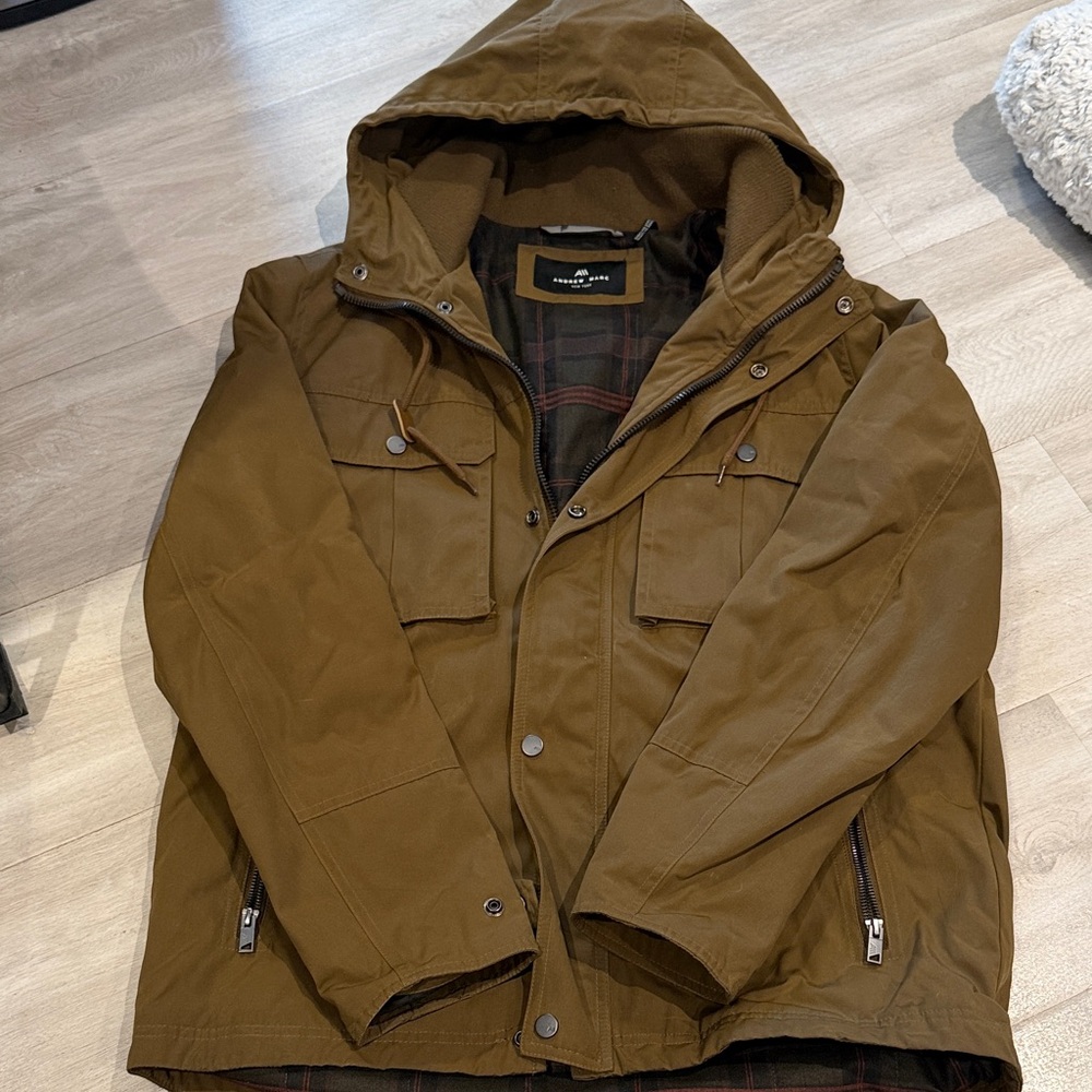 Andrew Marc Men's Tan Hooded Field Jacket